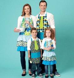 209 ELLIE MAE KWIK SEW MATCHING ADULTS XS - XL BIB APRONS KIDS XS-LG APRON PATTERN